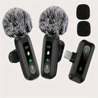 Wireless Lavalier Microphone Dual USB-C Receiver Recording System