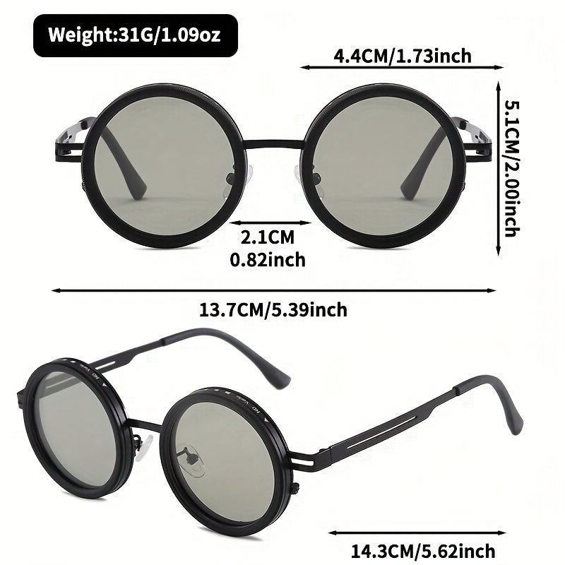 Circular Glasses with Color-Changing Self-Adjusting Lenses
