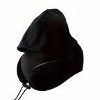 Adjustable U-Shaped Memory Foam Neck Pillow with Hood for Travel