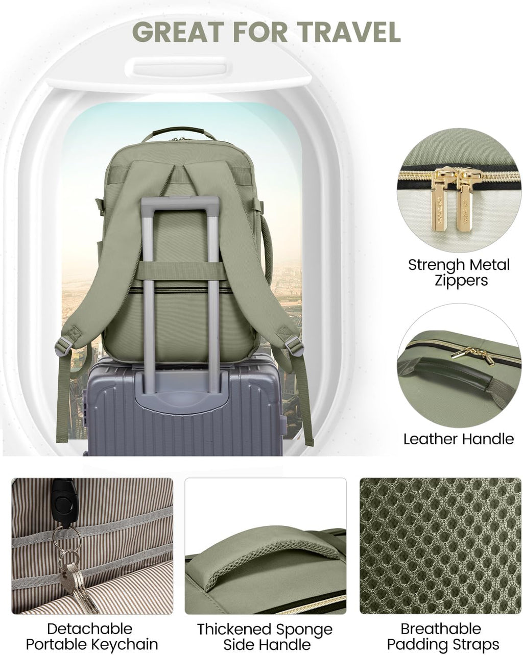 40 Liter Travel Backpack with Packing Cubes Set Backpack Luggage Organizer