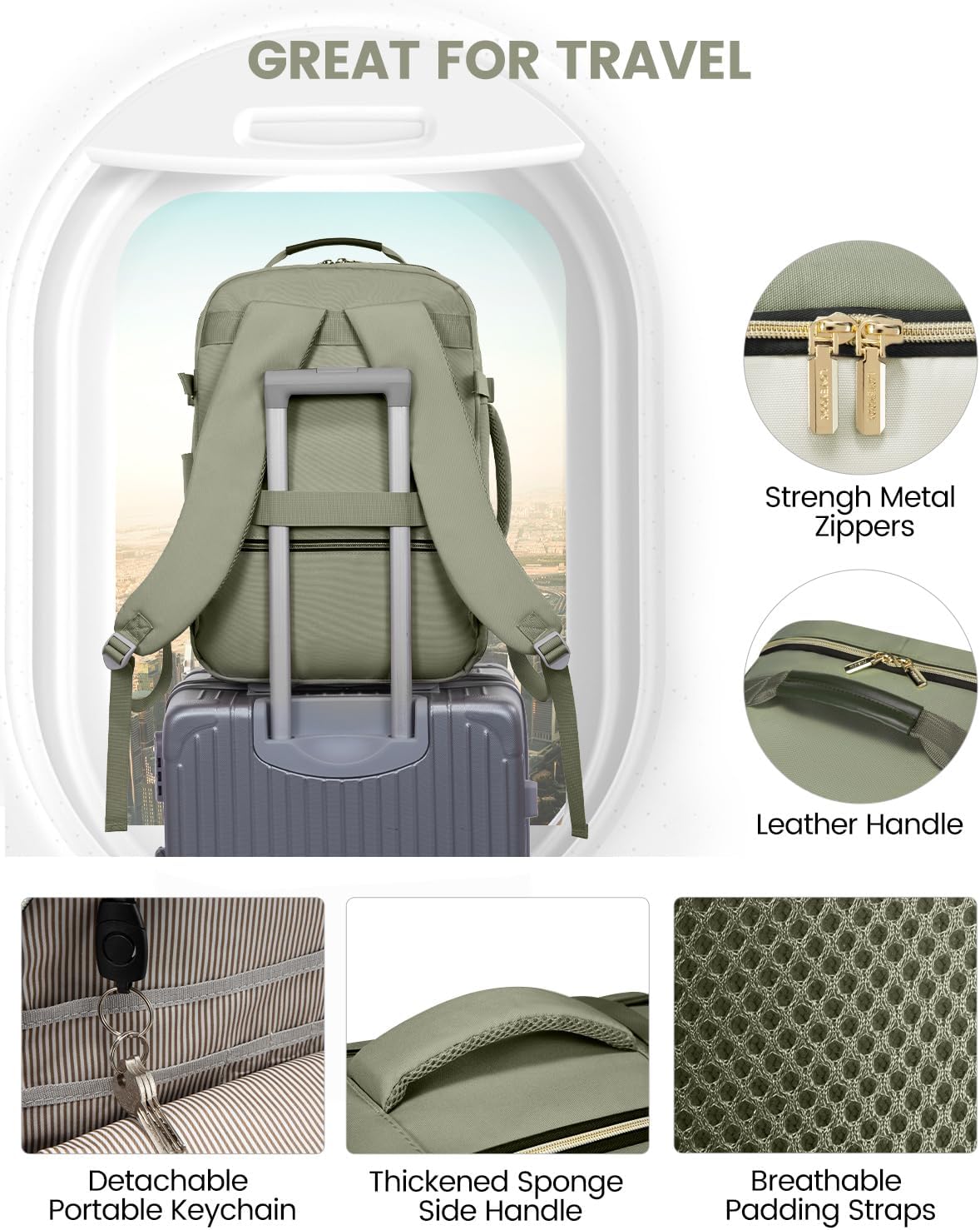 40 Liter Travel Backpack with Packing Cubes Set Backpack Luggage Organizer