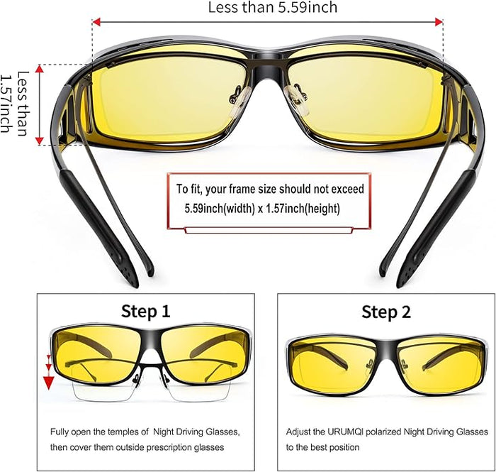 Polarized Night Vision Driving Glasses Anti-Glare Rectangular Lens