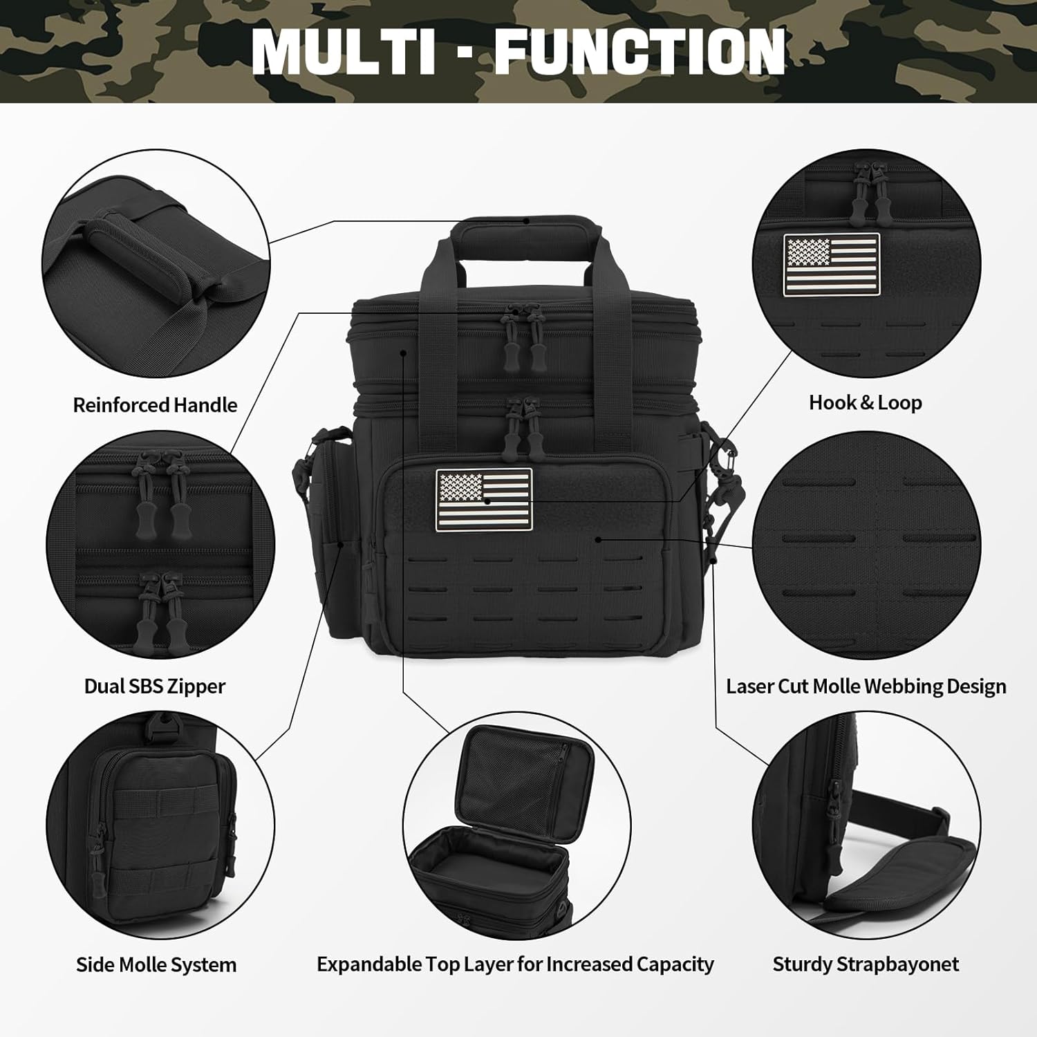Insulated Tactical Lunch Box Cooler Bag Leakproof Large Capacity 18L