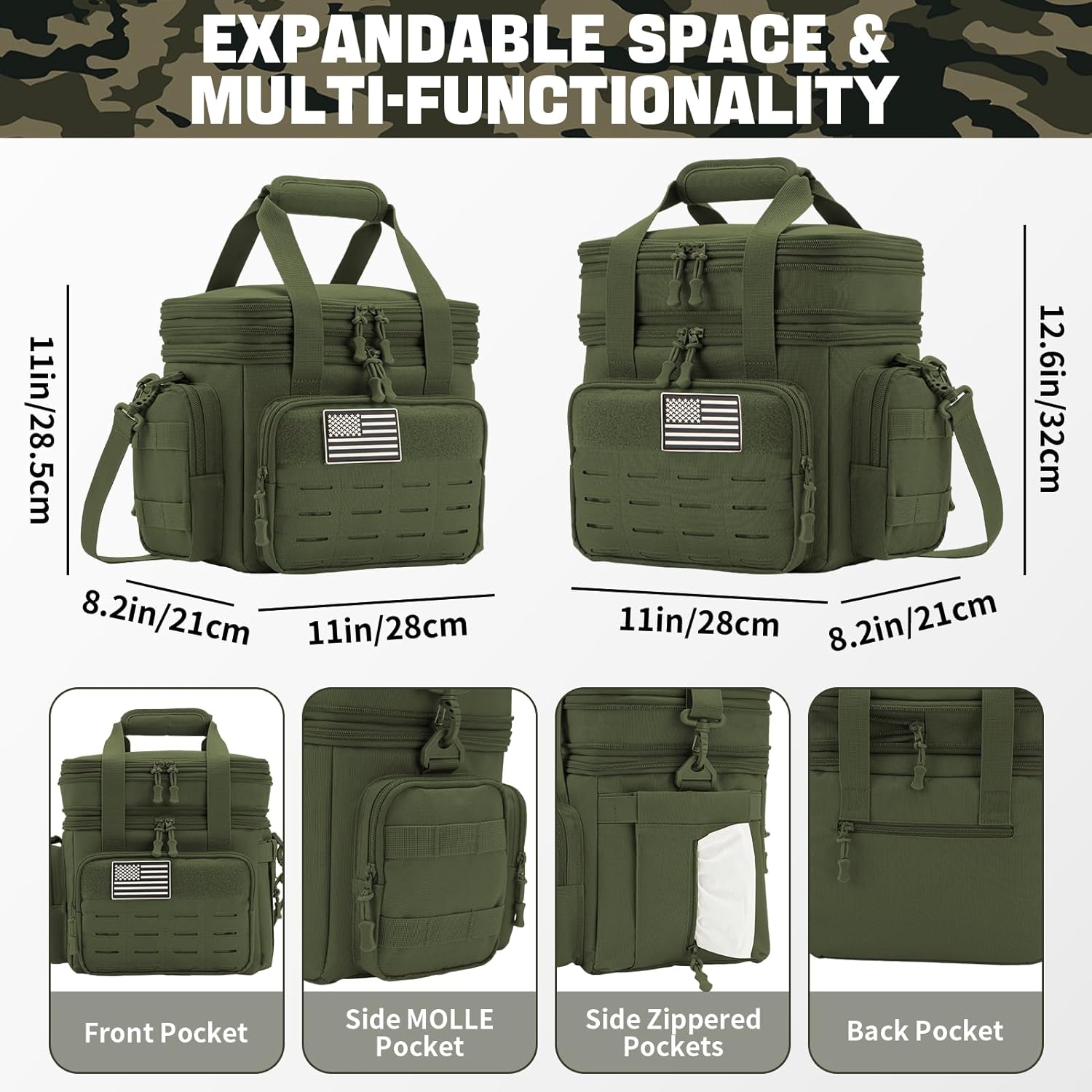Insulated Tactical Lunch Box Cooler Bag Leakproof Large 18L