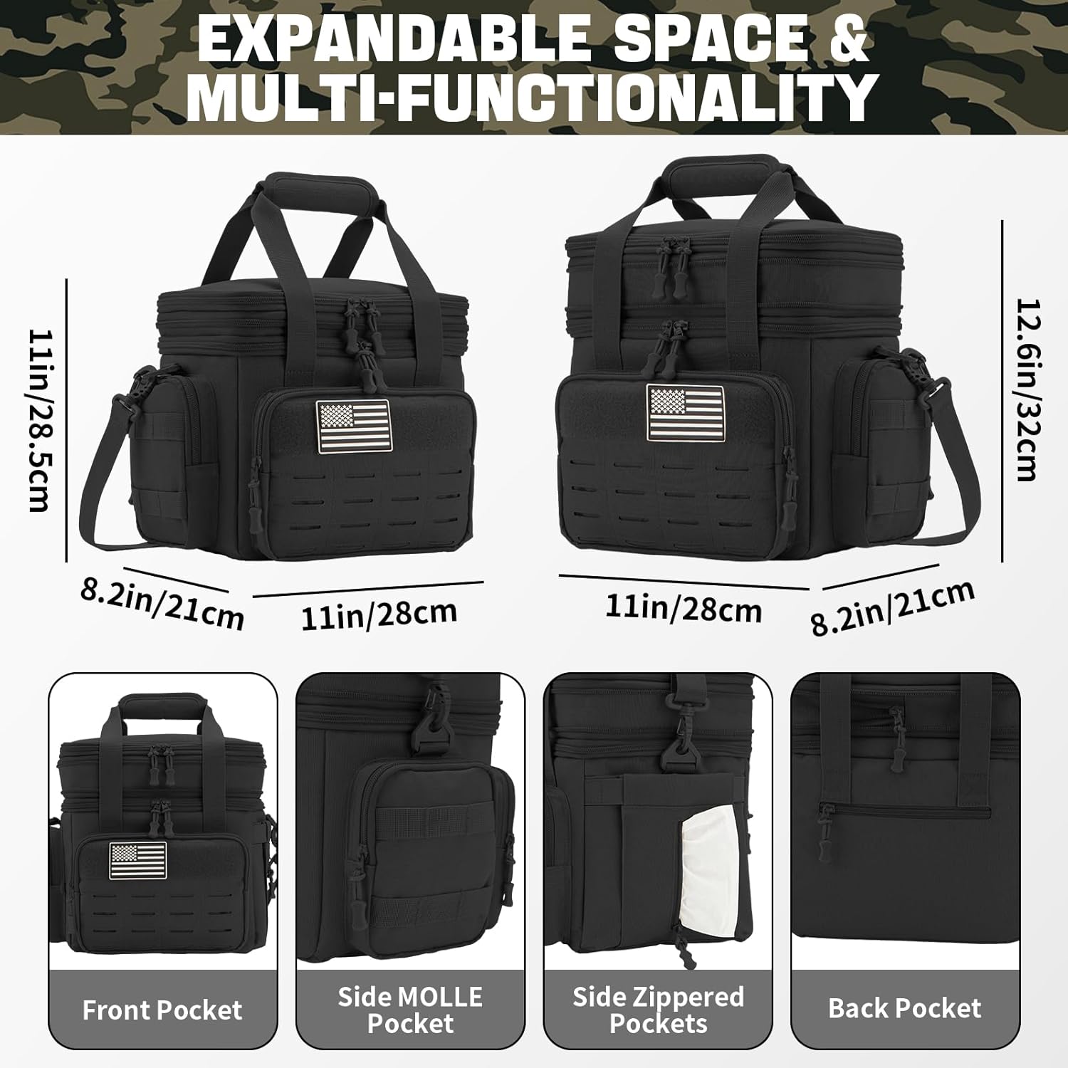 Insulated Tactical Lunch Box Cooler Bag Leakproof Large Capacity 18L
