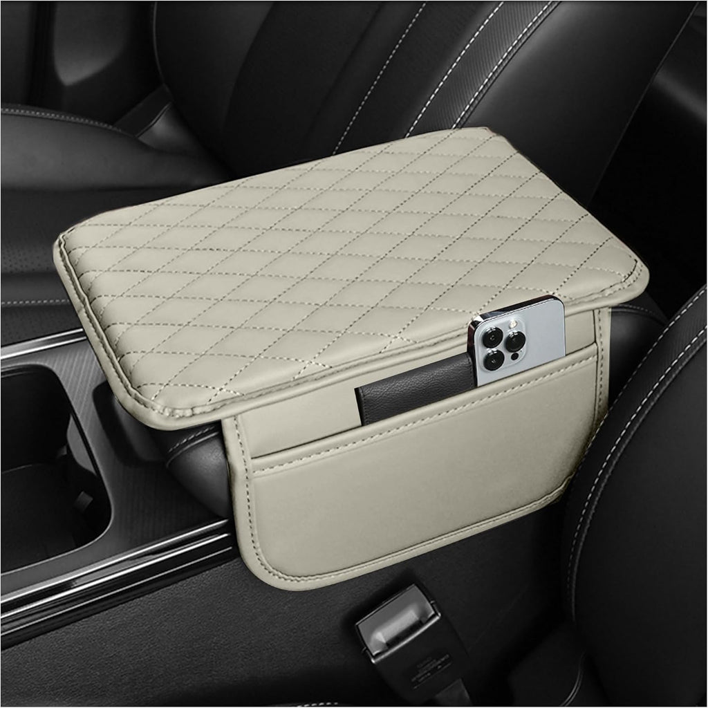 Car Armrest Storage Cover with Adjustable Organizer Pockets