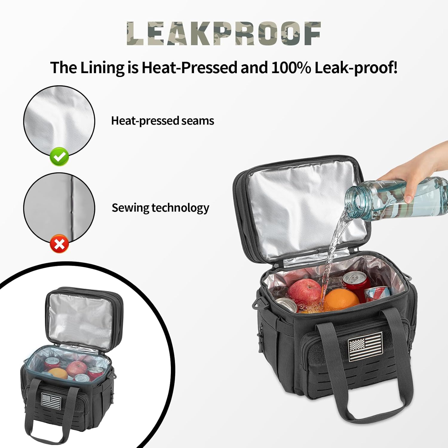 Insulated Tactical Lunch Box Cooler Bag Leakproof Large Capacity 18L