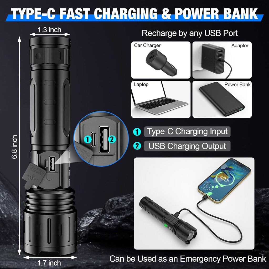 LED Handheld Flashlight Bright Portable Tactical Light