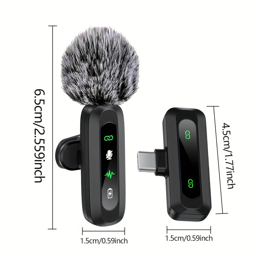 Wireless Lavalier Microphone Dual USB-C Receiver Recording System