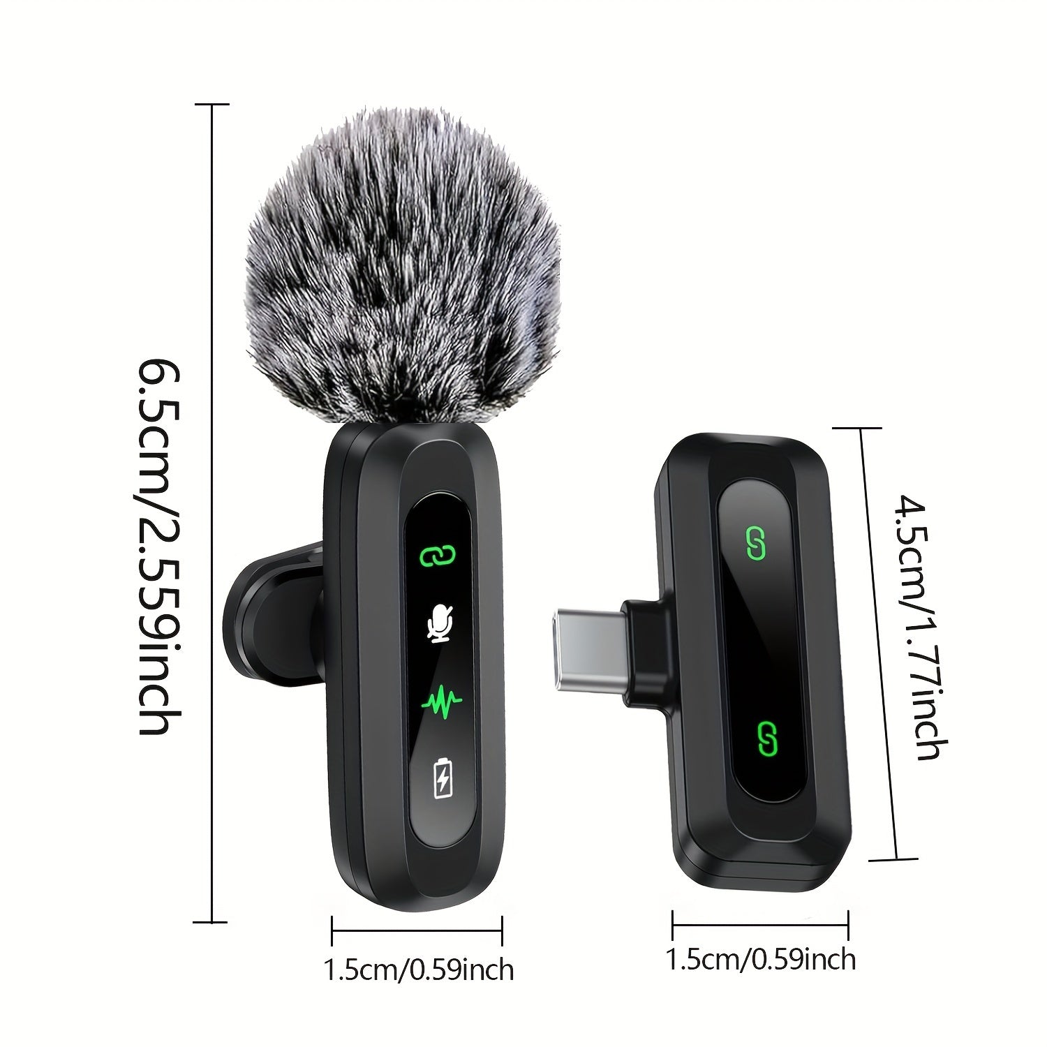 Wireless Lavalier Microphone Dual USB-C Receiver Recording System