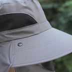 Men's Sun Hat with Removable Face and Neck Flap Adjustable Drawstring