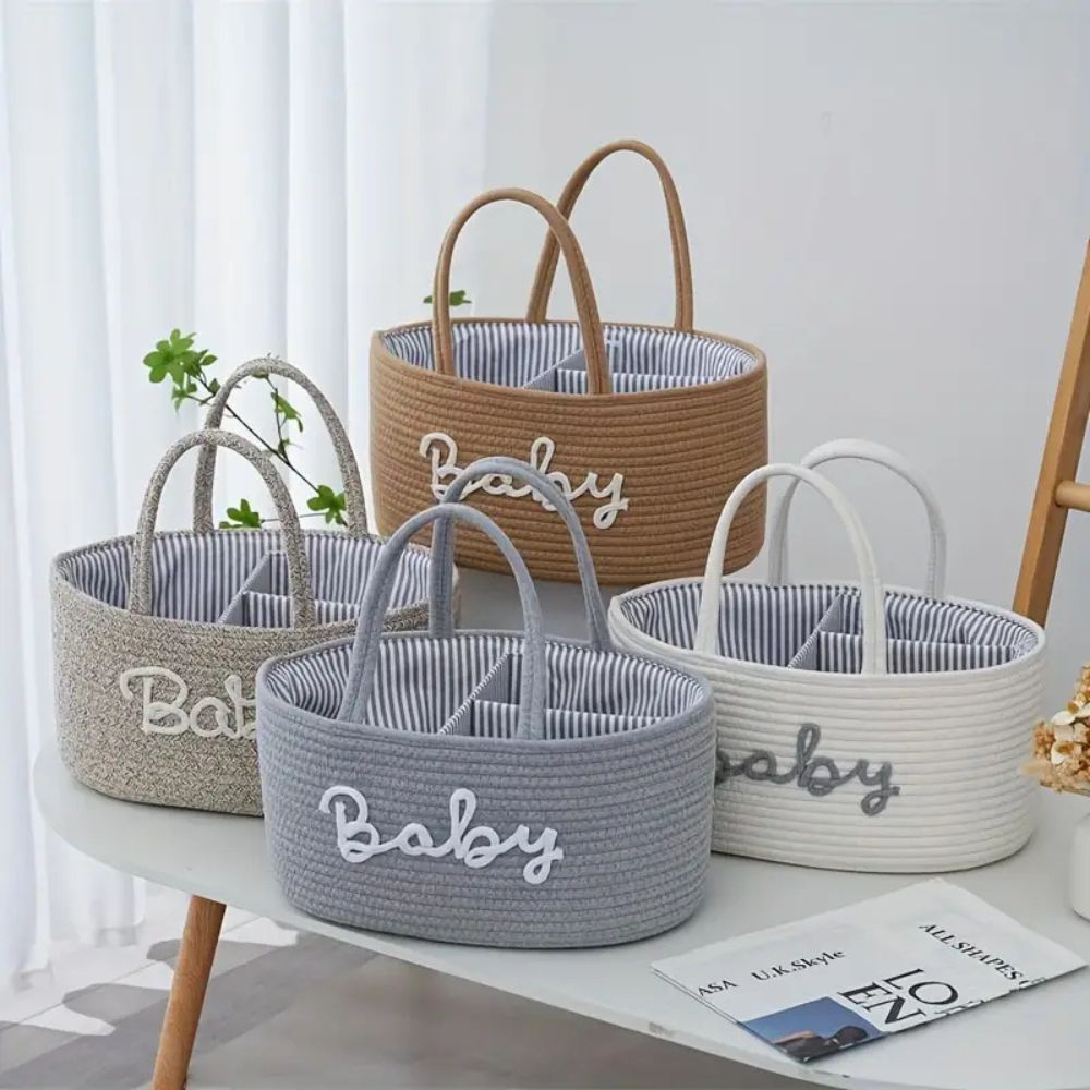 Baby Storage Organizer Basket with Rope Handle