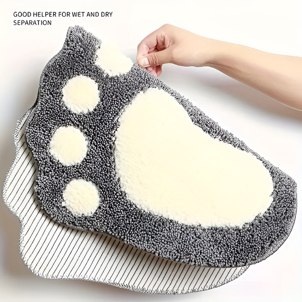 Rectangular Non-Slip Bathroom Floor Rug Paw Print Bath Mat