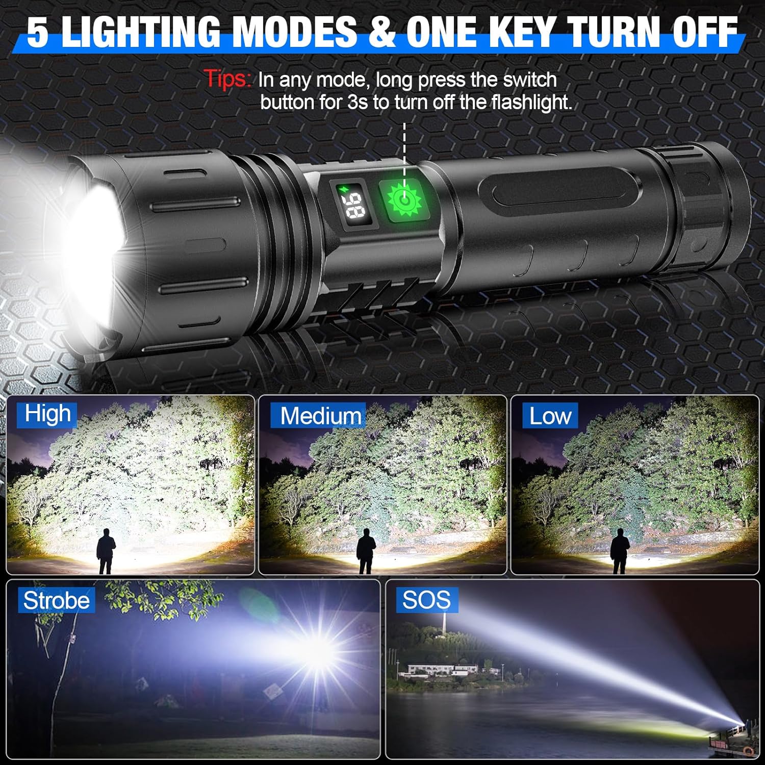 LED Handheld Flashlight Bright Portable Tactical Light