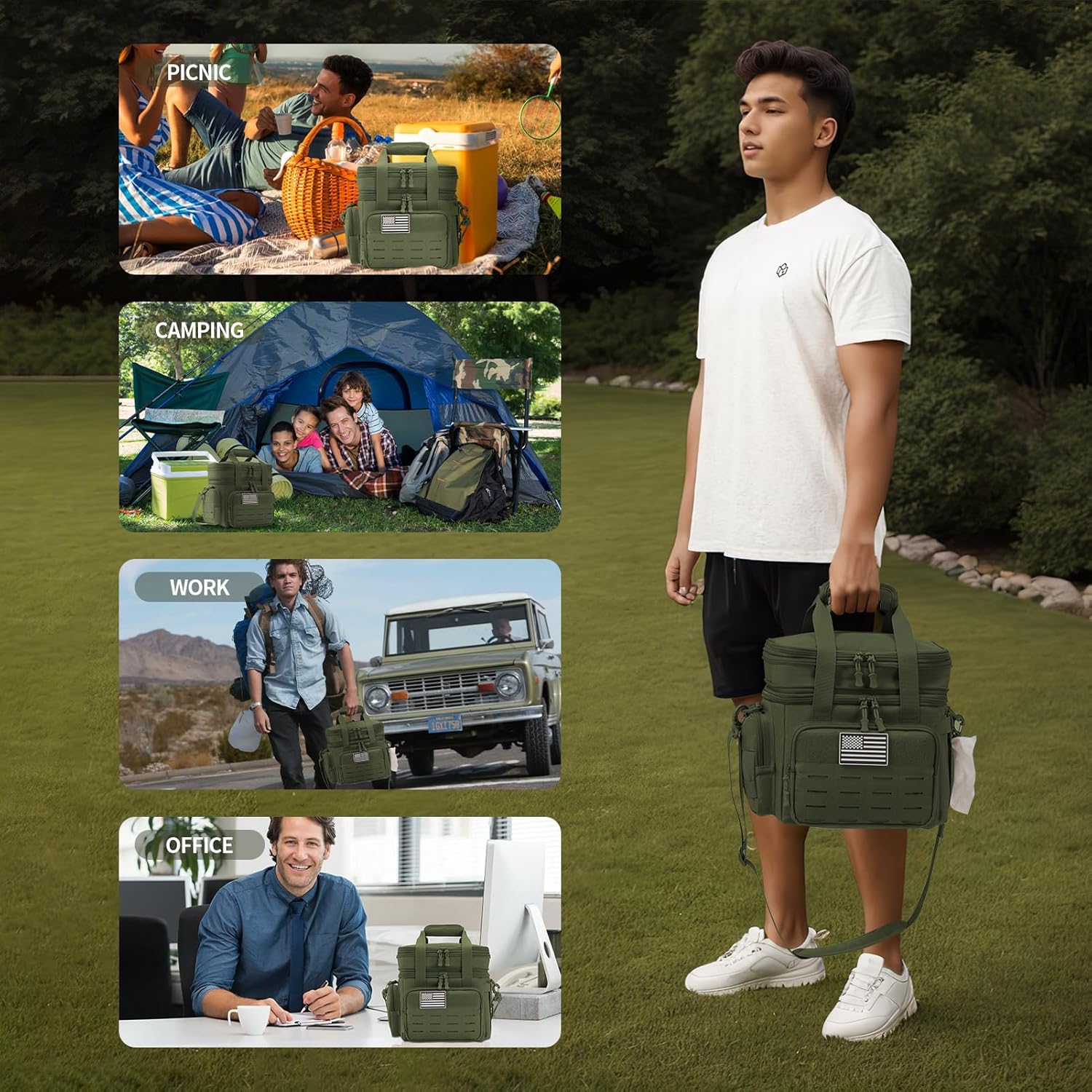 Insulated Tactical Lunch Box Cooler Bag Leakproof Large 18L