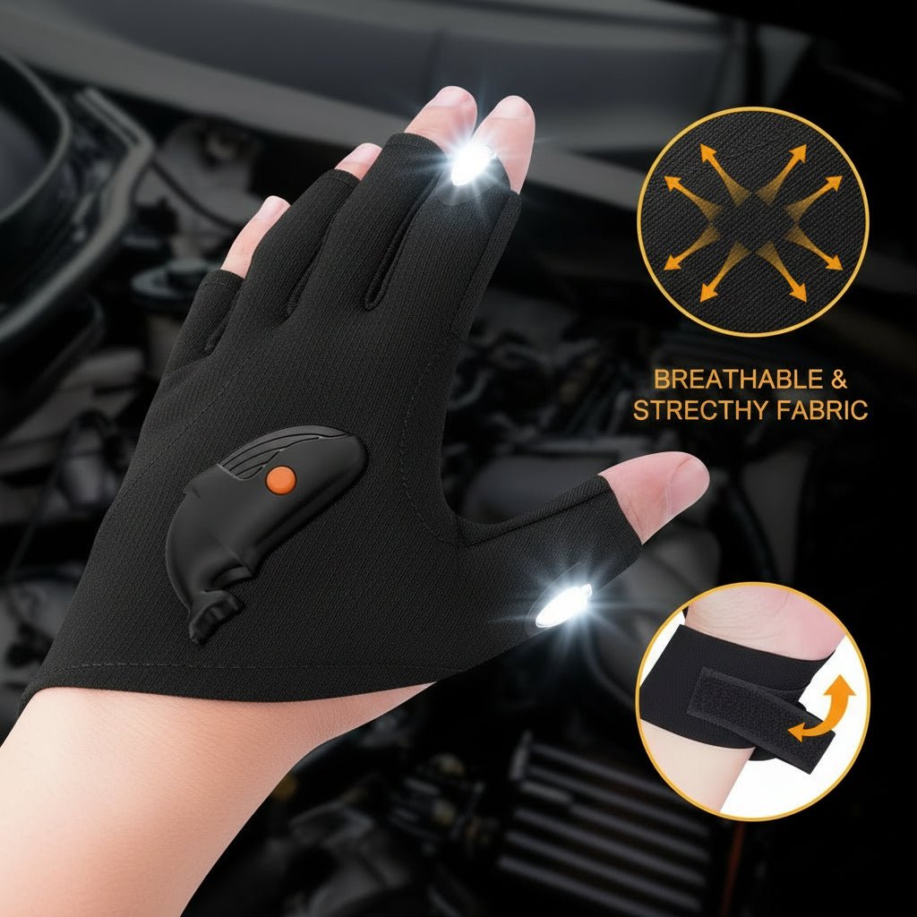 LED Flashlight Gloves Hands Free LED Light Gloves for Outdoor Use