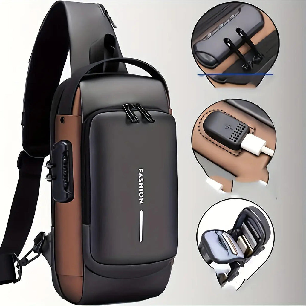 Anti Theft Motorcycle Backpack with Lock Convertible Crossbody Bag