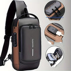 Anti Theft Motorcycle Backpack with Lock Convertible Crossbody Bag
