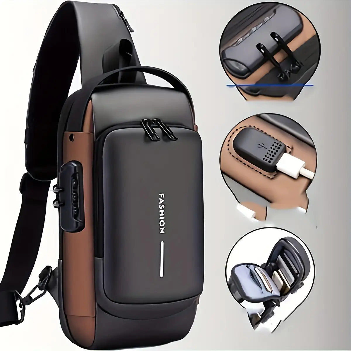 Anti Theft Motorcycle Backpack with Lock Convertible Crossbody Bag