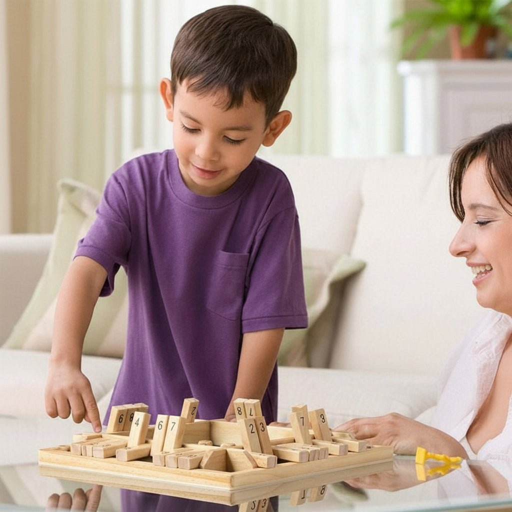 Wooden Math Dice Educational Board Game Family Learning Game