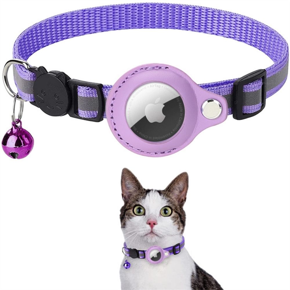 Cat Collar Adjustable Reflective with GPS Tracker Holder Safety Collar