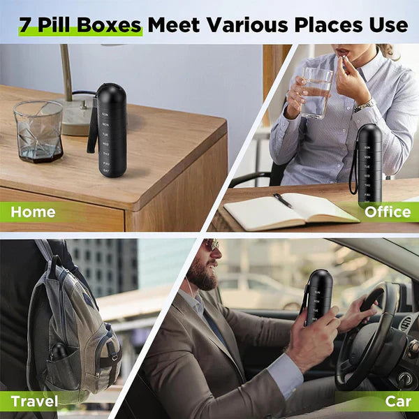 7 Day Aluminum Portable Pill Organizer Medicine Container Box
