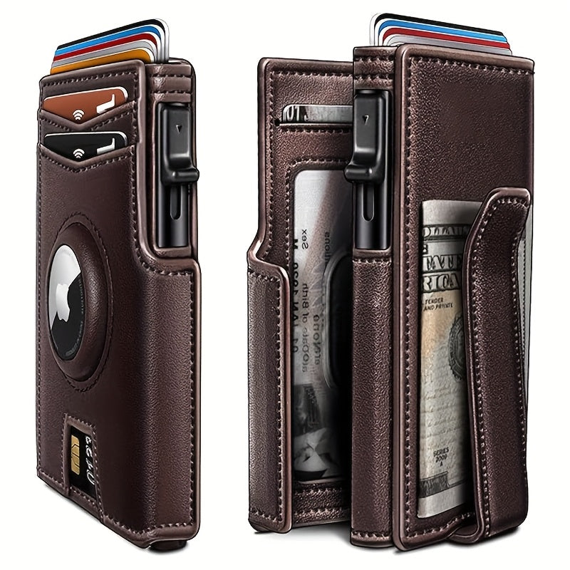 Metal RFID Wallet with Pop-Up Mechanism and Airtag Slot Wallet