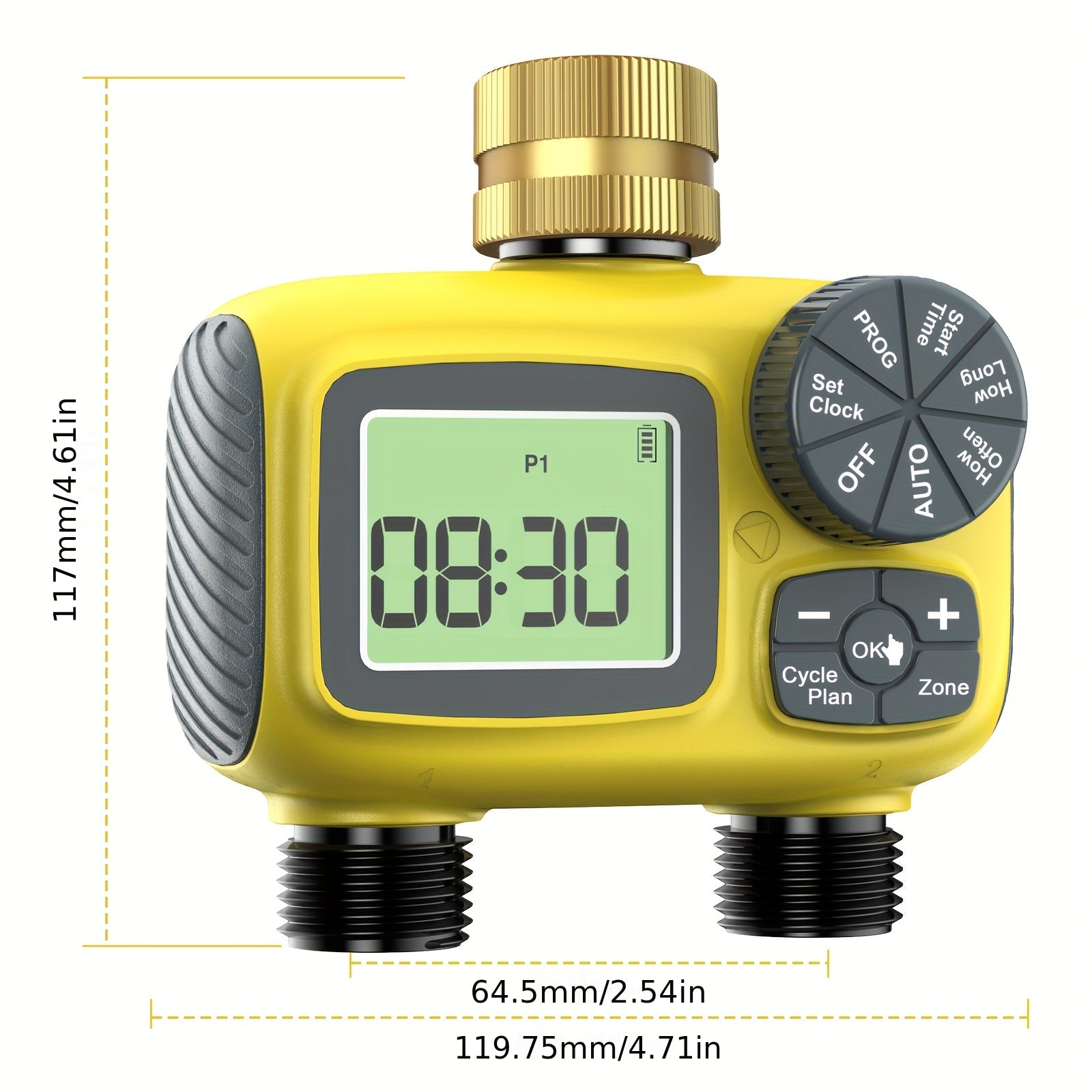 2-Zone Garden Hose Water Sprinkler Timer with Brass Swivel Irrigation Controller