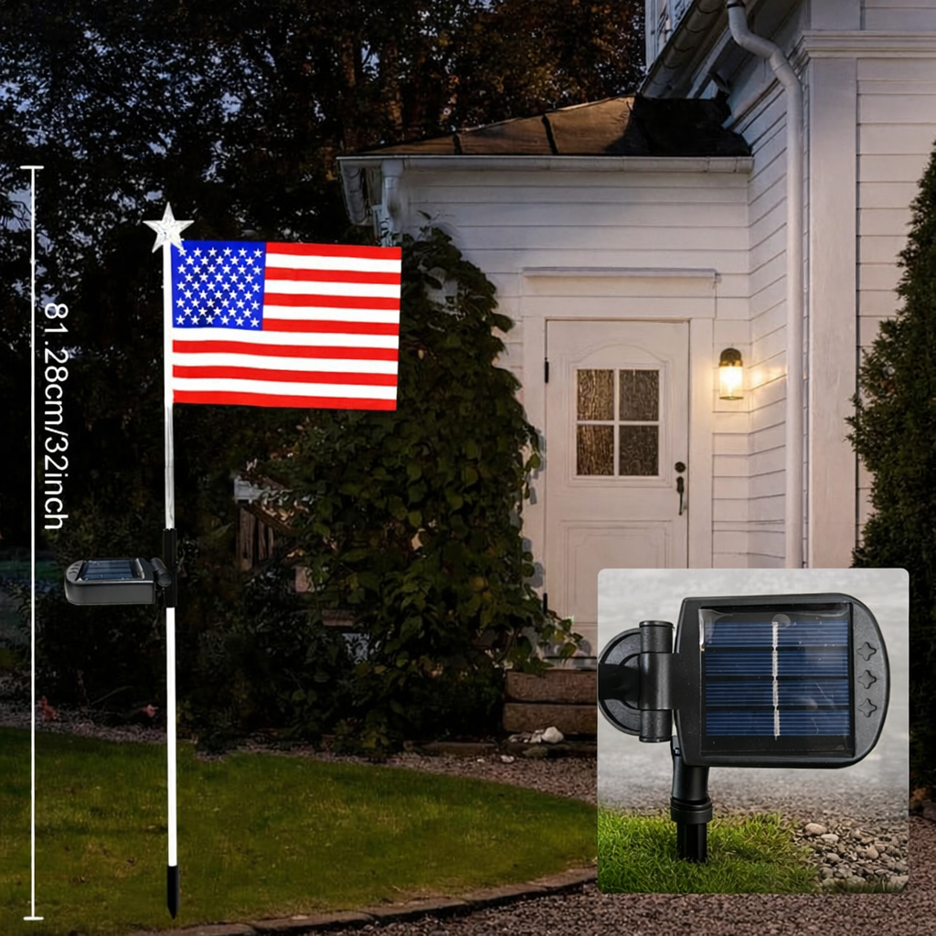 3 Pack Solar Flag Shaped Outdoor Garden Landscape LED Lights