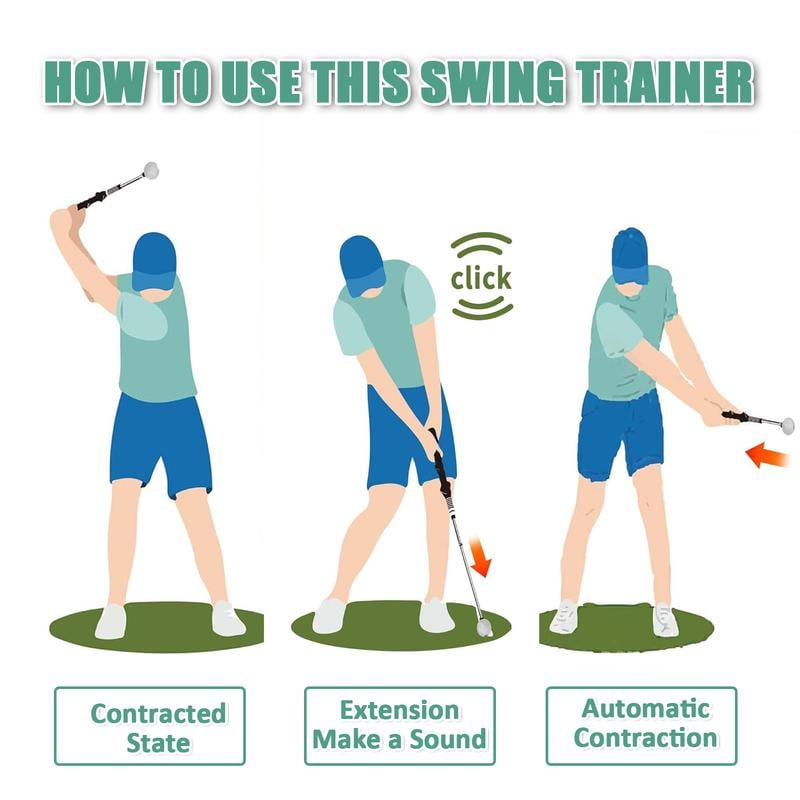 Golf Swing Trainer with Grip Alignment Stick Practice Aid