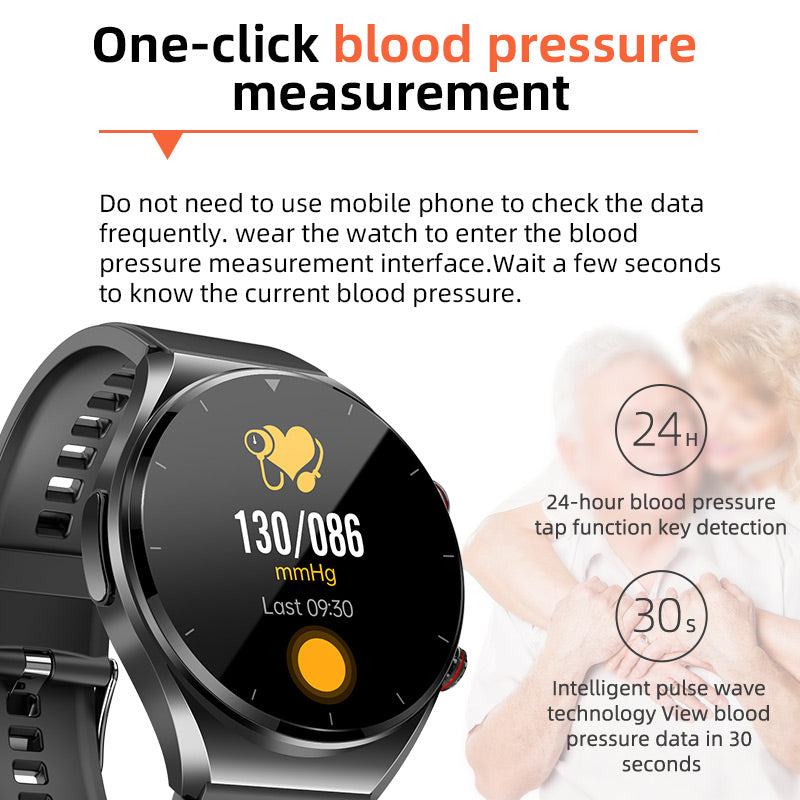 Smartwatch Heart Rate Monitor Blood Pressure ECG HRV Blood Glucose Tracker