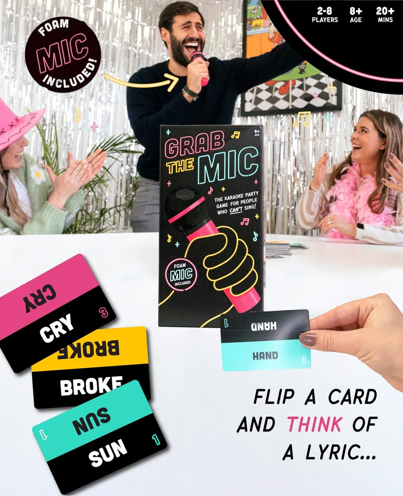 Party Game Grab The Mic Board Game for Singing and Music Challenges