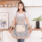 Waterproof Cotton Kitchen Apron with Neck Strap and Waist Ties