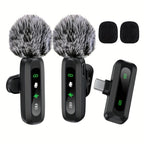 Wireless Lavalier Microphone Dual USB-C Receiver Recording System