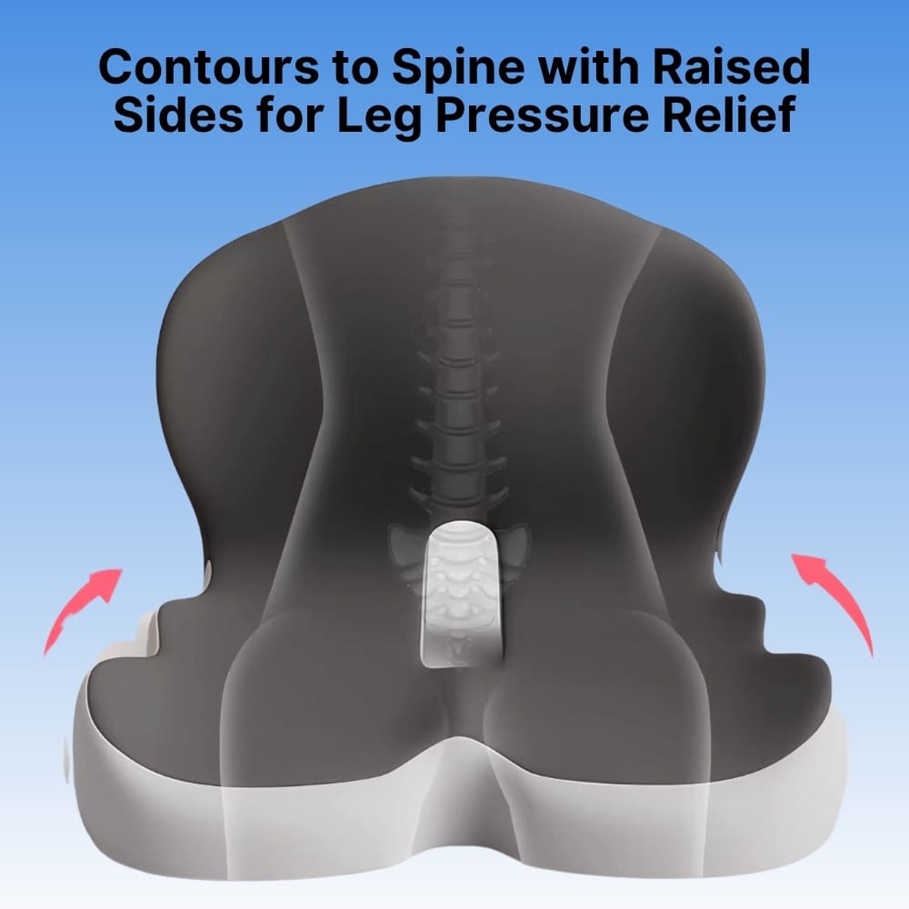 Memory Foam Seat Cushion Ergonomic Tailbone Support for Back Pain Relief