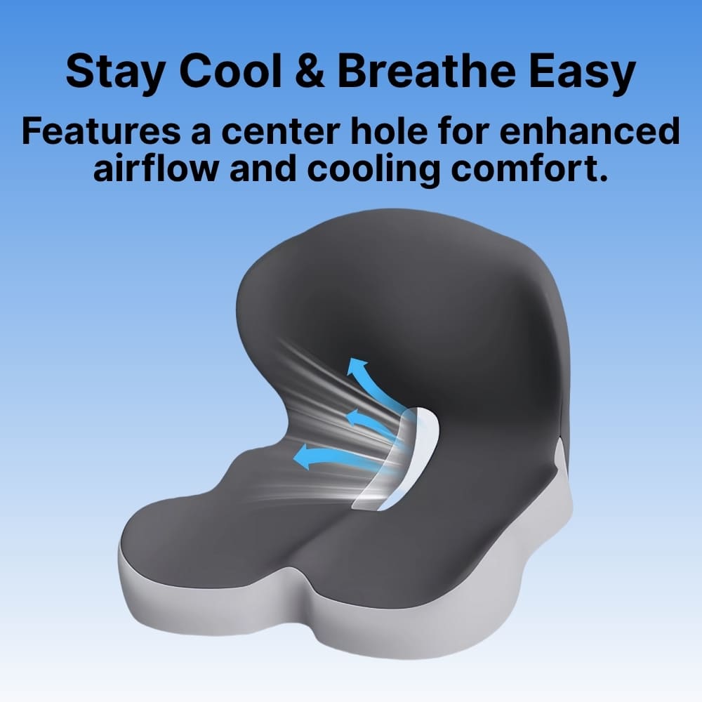 Memory Foam Seat Cushion Ergonomic Tailbone Support for Back Pain Relief