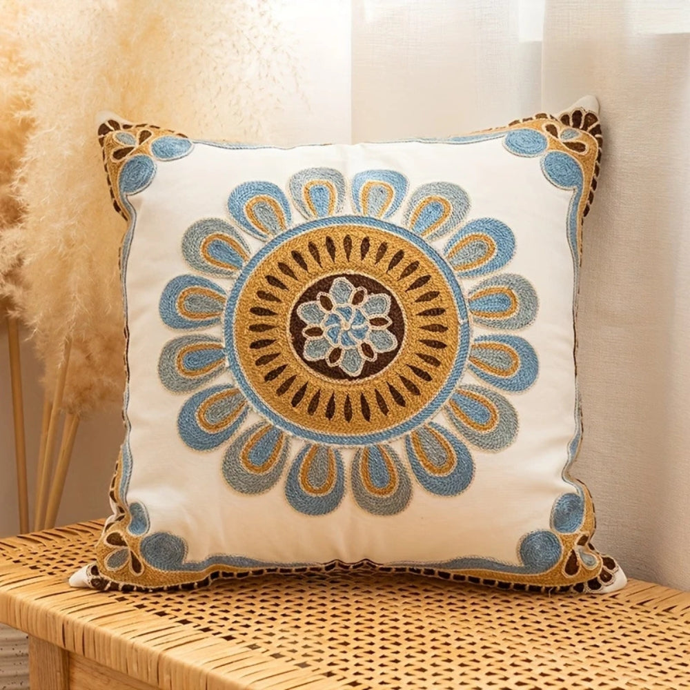 Square Embroidered Cushion Cover Pillow Case