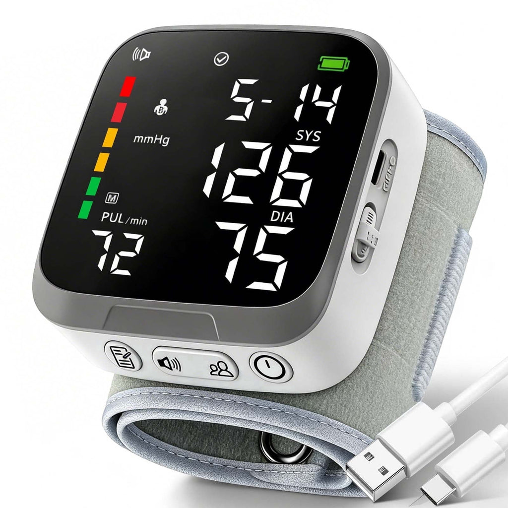 Automatic Wrist Blood Pressure Monitor Rechargeable Digital Wrist Cuff
