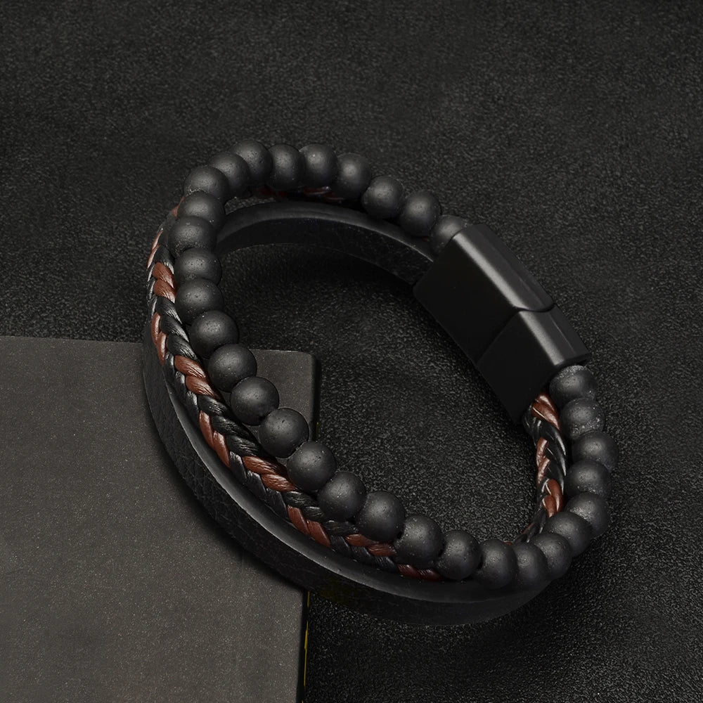Natural Stone Round Bead Bracelet Beaded Jewelry