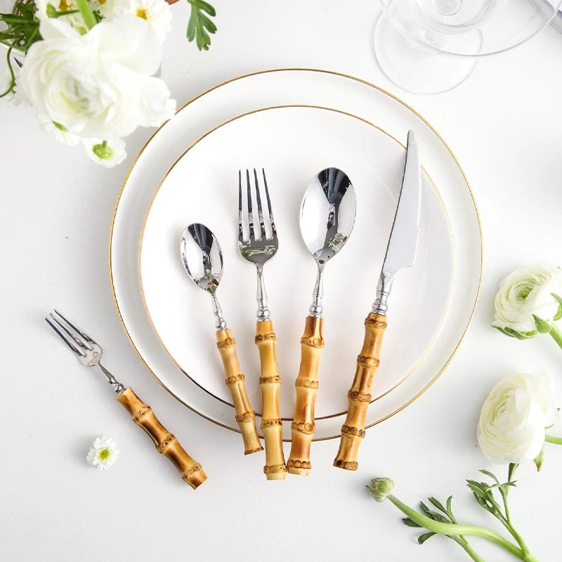 Bamboo Cutlery Set Portable Utensil Flatware Travel Silverware Kit