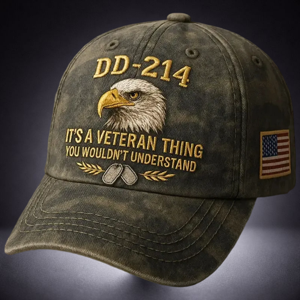 Baseball Cap Adjustable Vintage Cotton Embroidered Eagle Veterans
