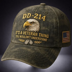 Baseball Cap Adjustable Vintage Cotton Embroidered Eagle Veterans