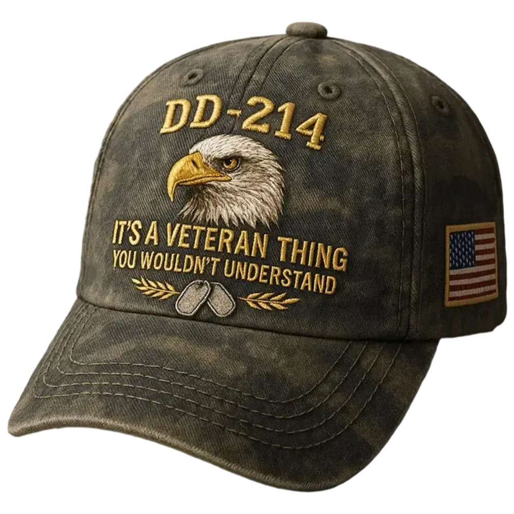 Baseball Cap Adjustable Vintage Cotton Embroidered Eagle Veterans