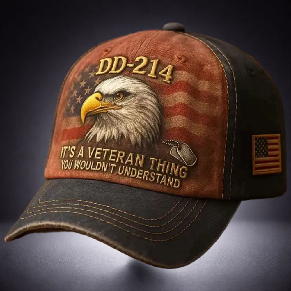 Baseball Cap Adjustable Vintage Cotton Embroidered Eagle Veterans