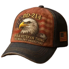 Baseball Cap Adjustable Vintage Cotton Embroidered Eagle Veterans