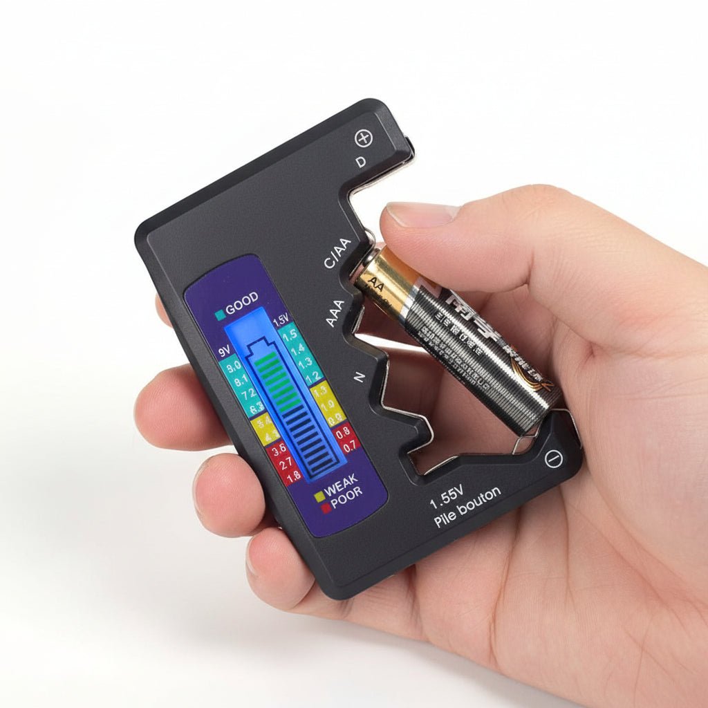 Battery Tester for AA AAA 9V D Button Cell Batteries Digital
