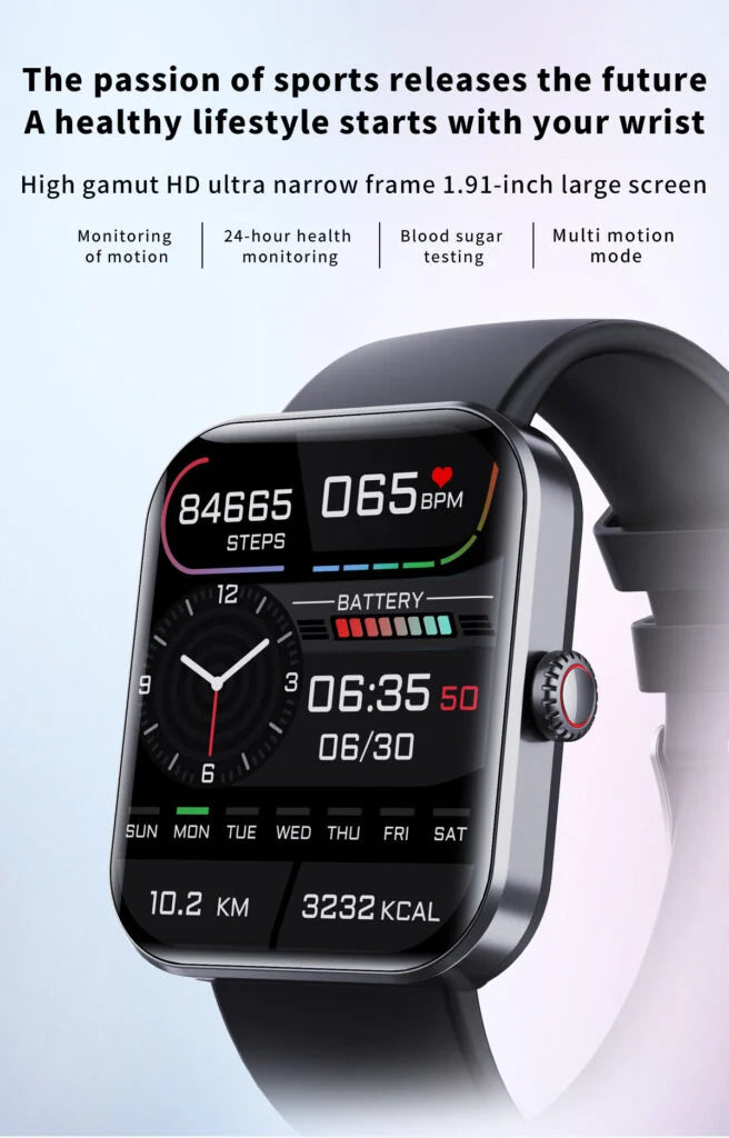 Blood Glucose Monitoring Smartwatch with Health Tracker