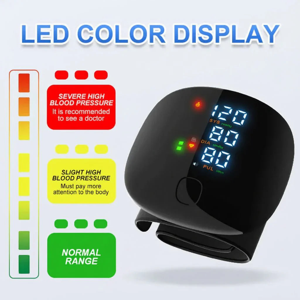 Wrist Digital Blood Pressure Monitor USB Rechargeable