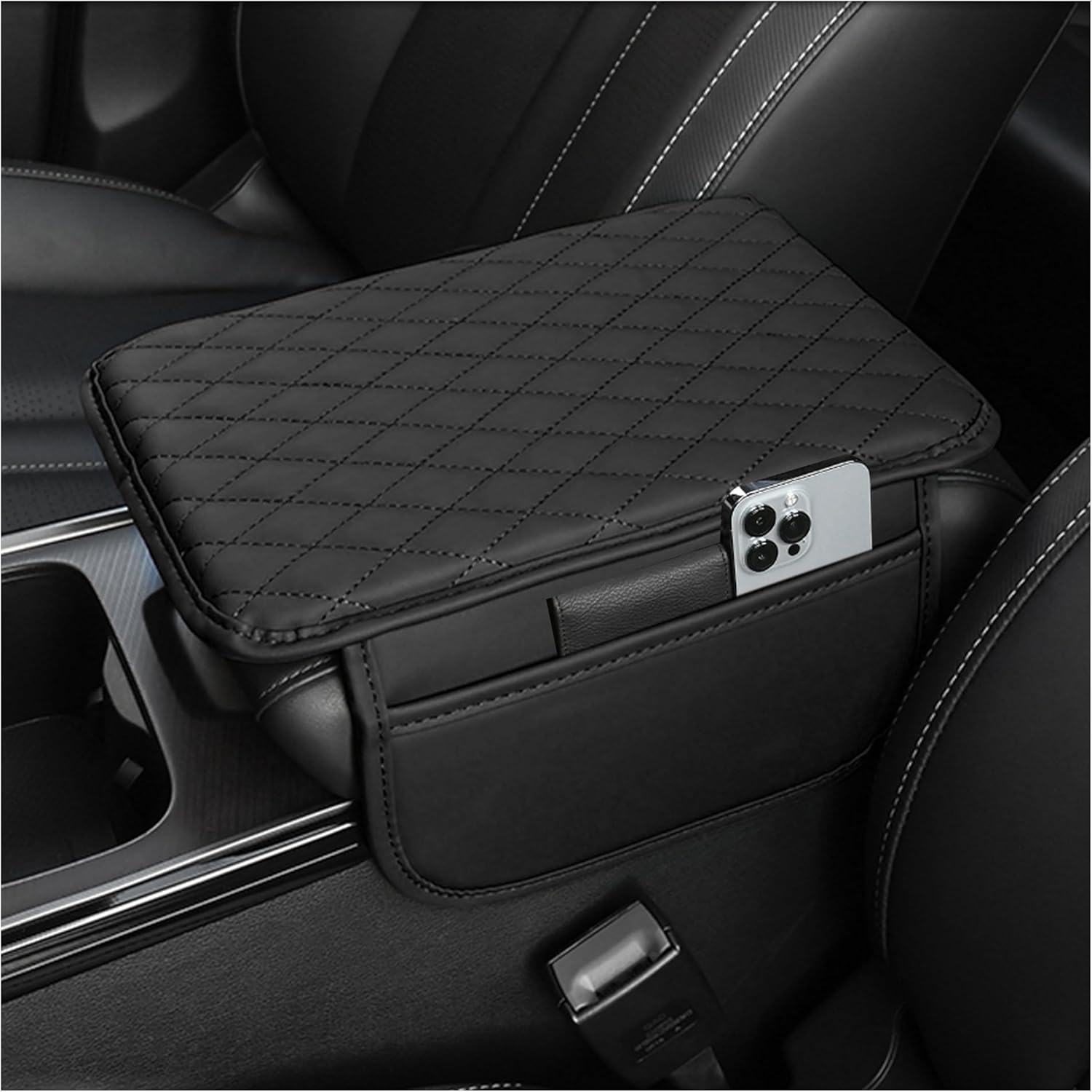 Car Armrest Storage Cover with Adjustable Pocket Organizer