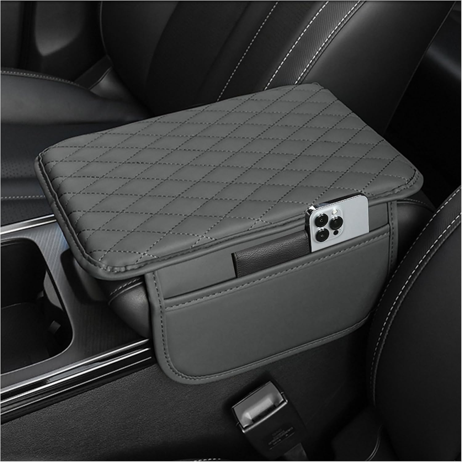 Car Armrest Storage Cover with Adjustable Pocket Organizer